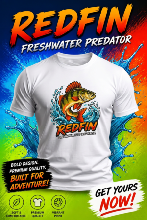 Redfin Fishing Tee — Freshwater Predator Graphic T-Shirt