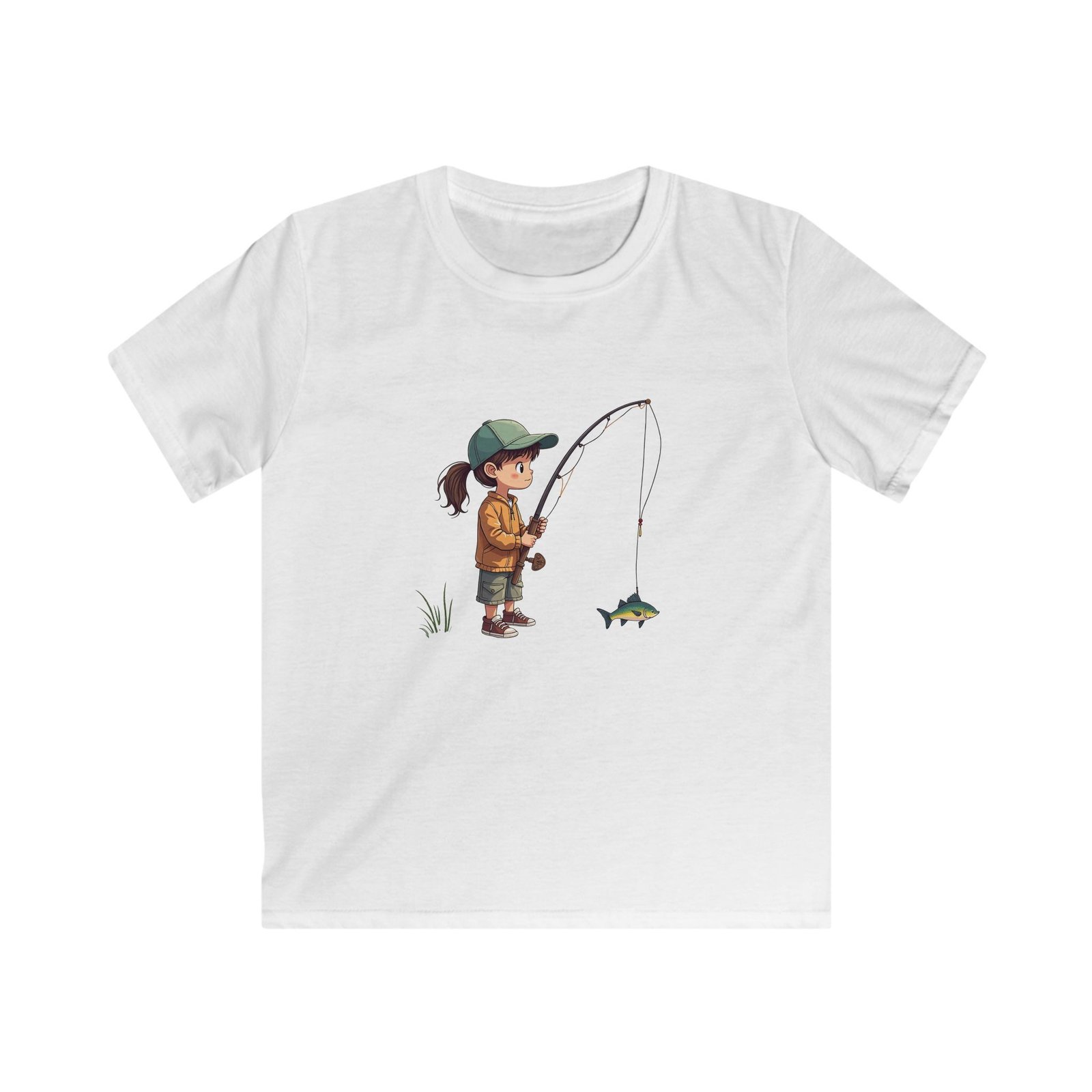 Kids Fishing T-Shirt — Cute Girl Angler Graphic Tee